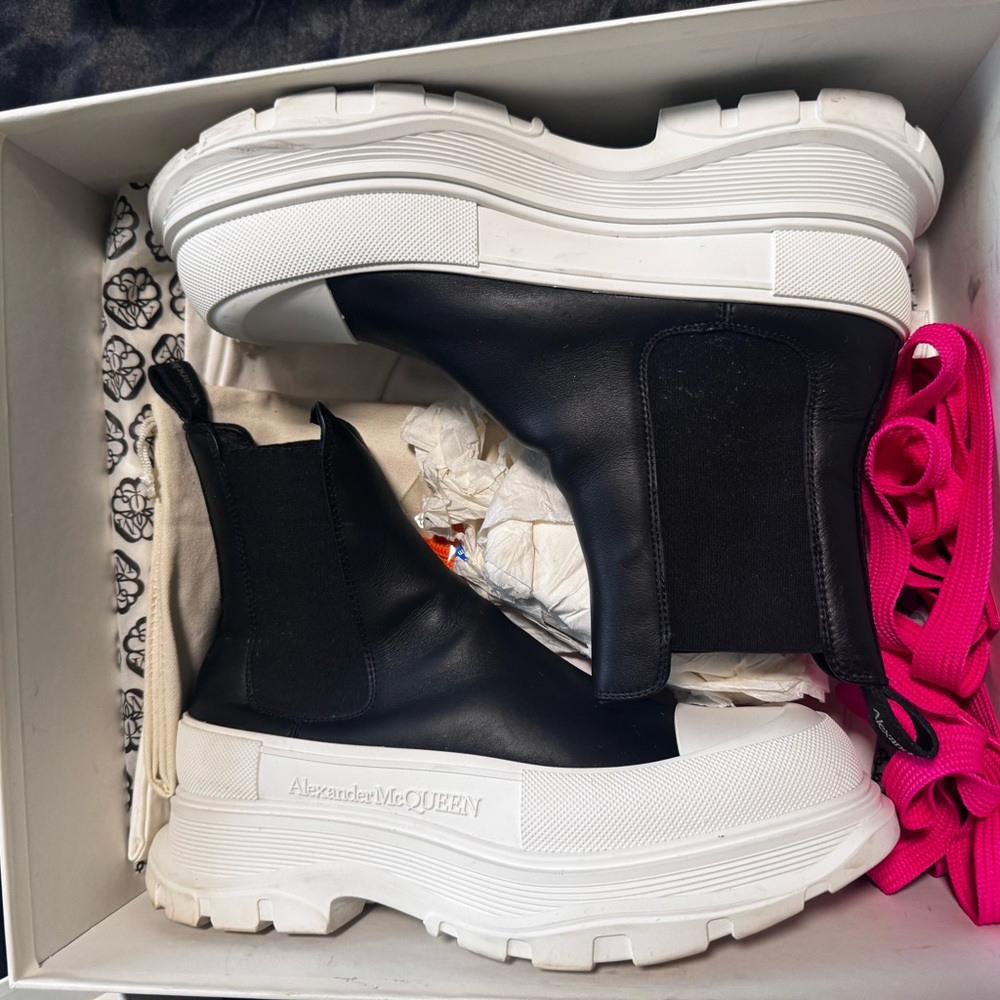 Alexander McQueen Black and White Platform Boots